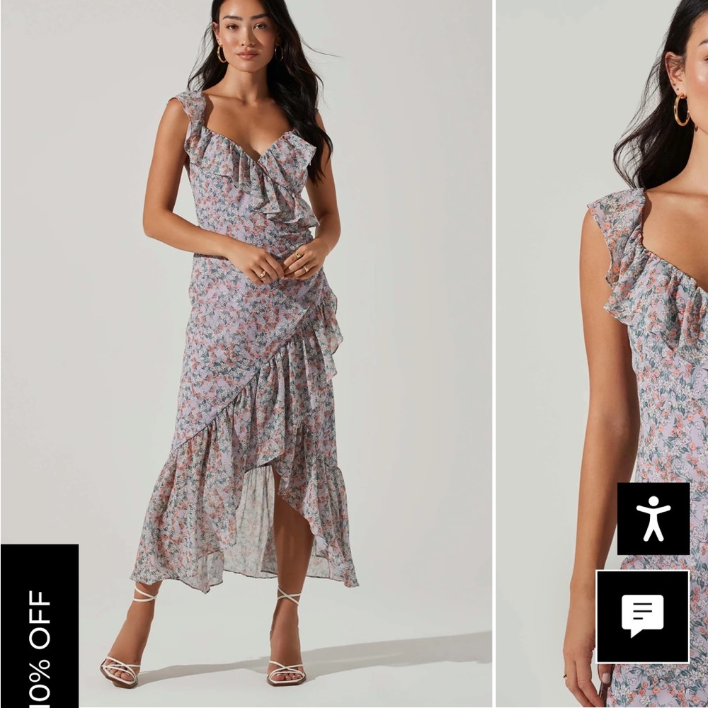 ASTR The Label Mahalia Floral Sweetheart Ruffle MIDI Dress Sz Medium